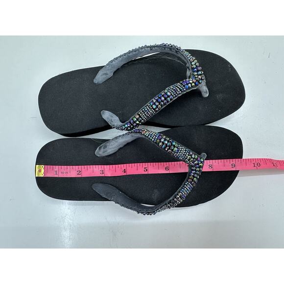Unbranded Womens Sandals Flip Flops Size Unknown Black Beaded Thong Foam Base - Picture 8 of 10